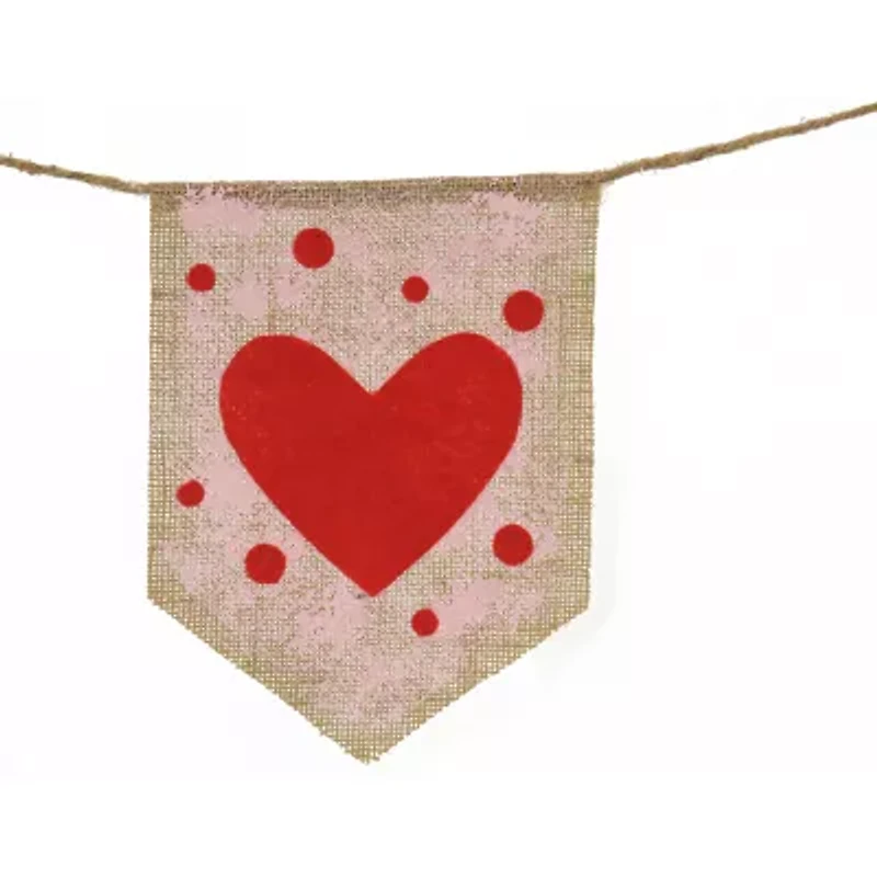 National Tree Co. 6 Ft. V Red Hearts And Dots Valentines Day Indoor Outdoor Garland