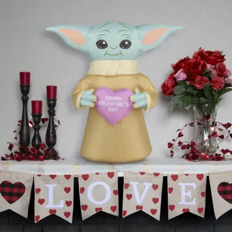 National Tree Co. 20" Baby Yoda Star Wars Valentines Day Inflatable