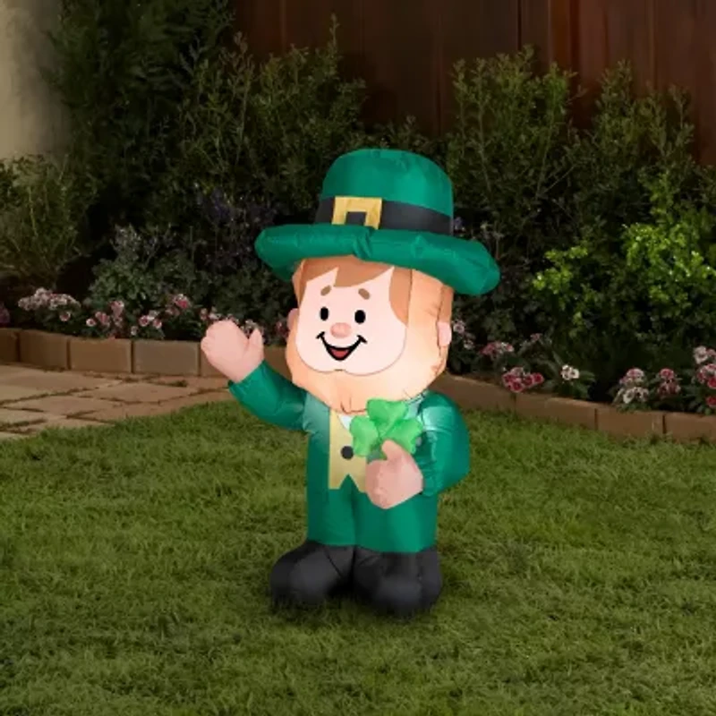 National Tree Co. 42 Inflatable Waving Leprechaun With Sh St. Patricks Day Inflatable