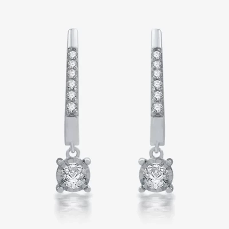 Ever Star (H-I / Si1-I1) Womens 1/2 CT. T.W. Lab Grown White Diamond 10K White Gold 21mm Round Hoop Earrings