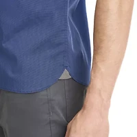 Van Heusen Stain Shield Mens Short Sleeve Slim Fit Stretch Fabric Button-Down Shirt