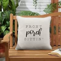 Mozaic Company EMB Front Porch Sitt' 18'' Square Outdoor Pillow - Canvas Natural
