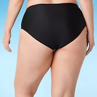 Decree Womens Lined Textured Juniors Plus High Waist Bikini Swimsuit Bottom