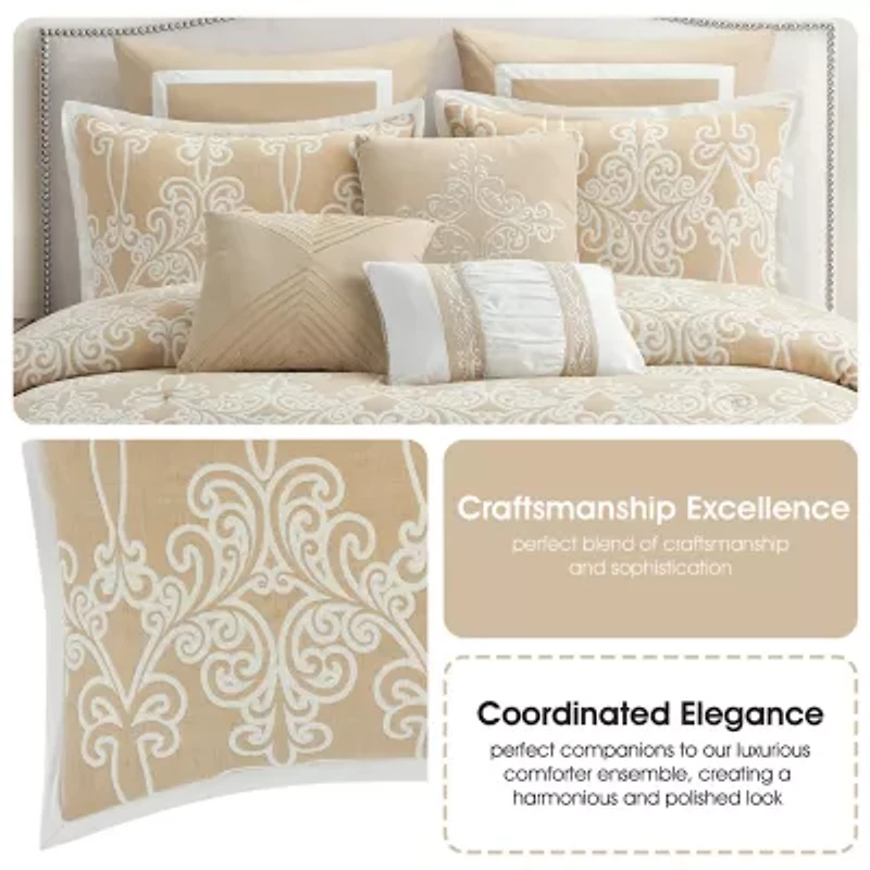 Stratford Park Janis 9-pc. Damask + Scroll Midweight Comforter Set