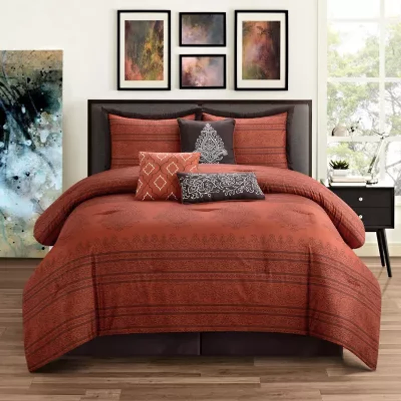 Stratford Park Linati 7-pc. Damask + Scroll Midweight Comforter Set