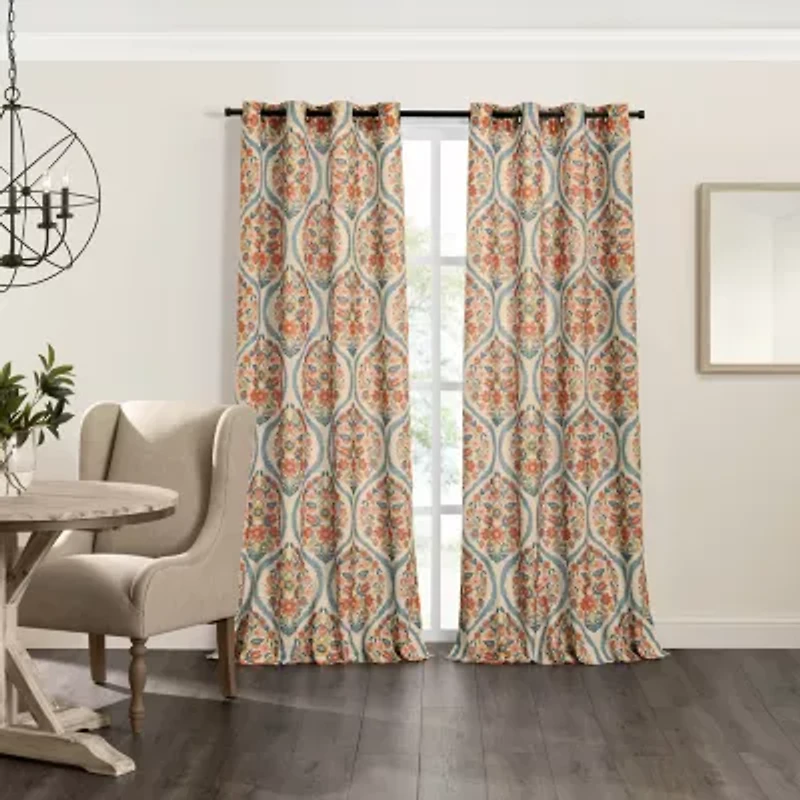 Fieldcrest Catalina Print Grommet Top Light-Filtering Single Curtain Panel