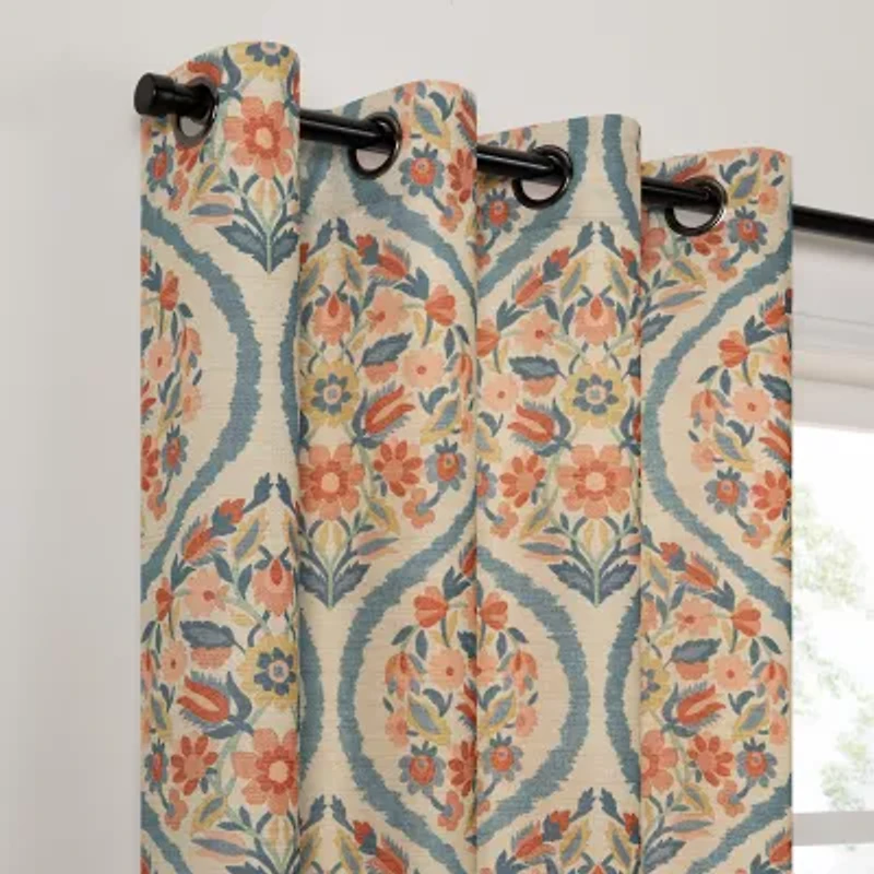 Fieldcrest Catalina Print Grommet Top Light-Filtering Single Curtain Panel