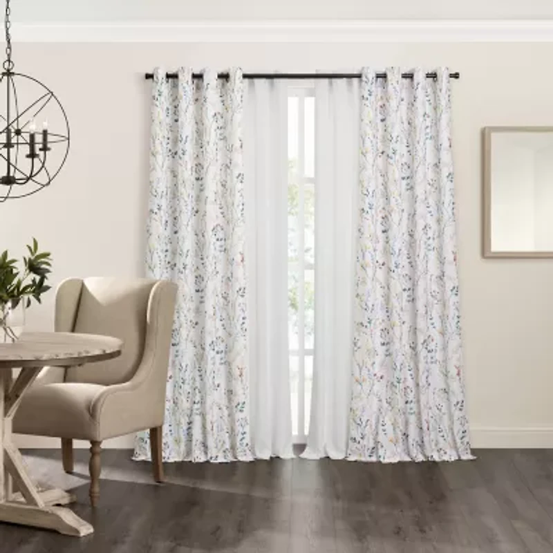 Fieldcrest Catalina Print Grommet Top Light-Filtering Single Curtain Panel