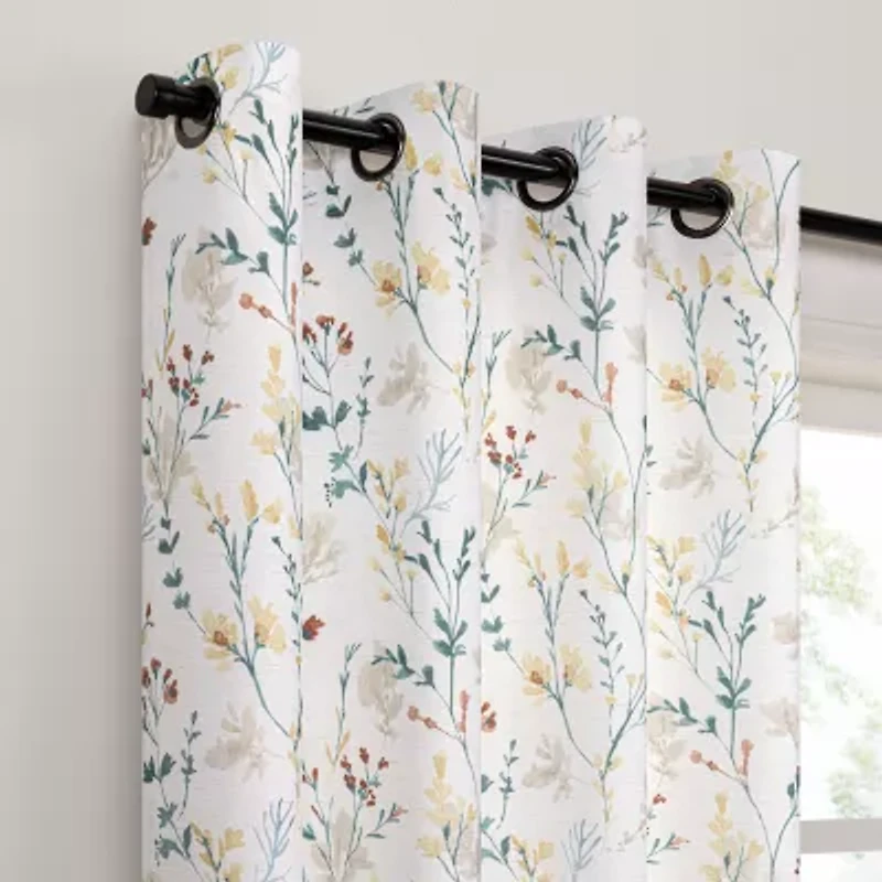 Fieldcrest Catalina Print Grommet Top Light-Filtering Single Curtain Panel
