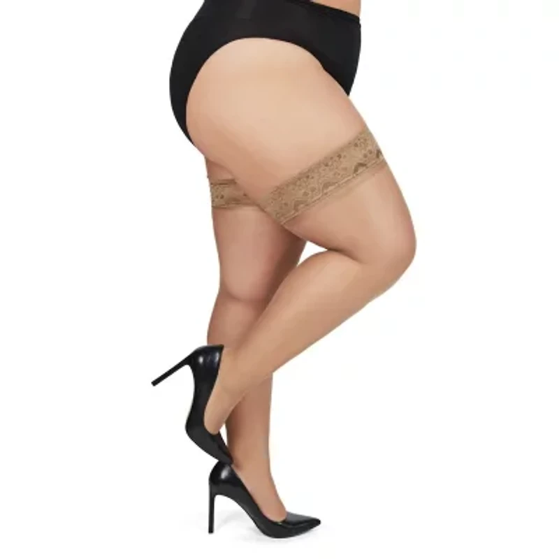 MeMoi Silky Sheer Lace Top Thigh Highs Plus