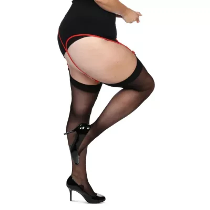 MeMoi Backseam Cuban Heel Not Applicable Thigh Highs Plus