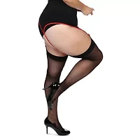 MeMoi Backseam Cuban Heel Not Applicable Thigh Highs Plus