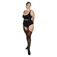 MeMoi Womens Suspender Lace Trim Plus Tights