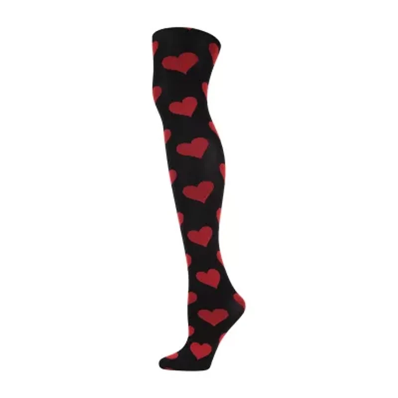 MeMoi Womens Opaque Heart Hearts Tights