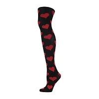 MeMoi Womens Opaque Heart Hearts Tights