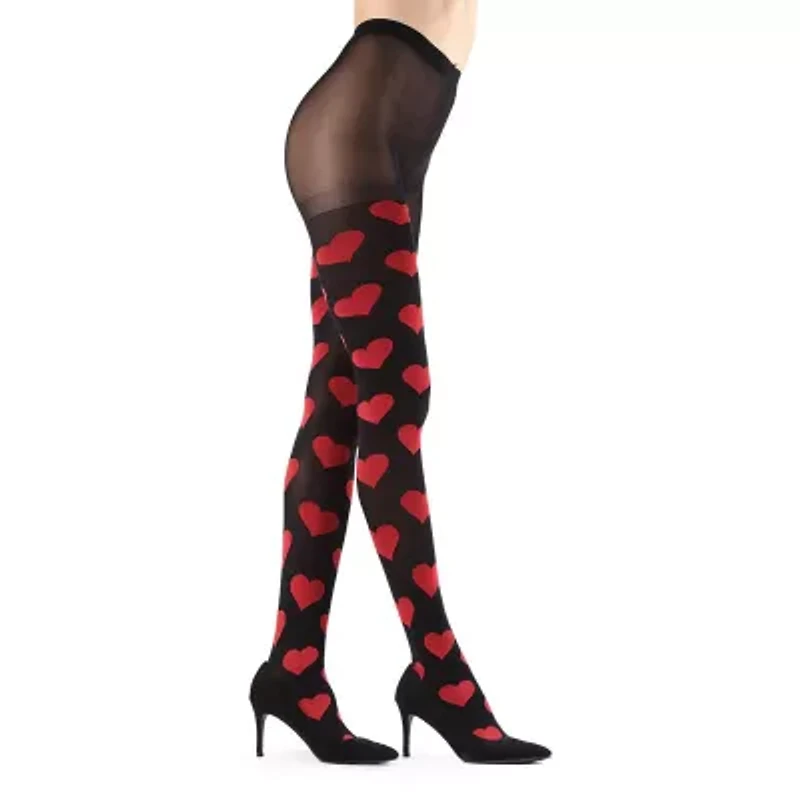 MeMoi Womens Opaque Heart Not Applicable Hearts Tights