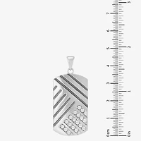 Mens Sterling Silver Rectangular 24 Inch Pendant Necklace