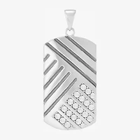 Mens Sterling Silver Rectangular 24 Inch Pendant Necklace
