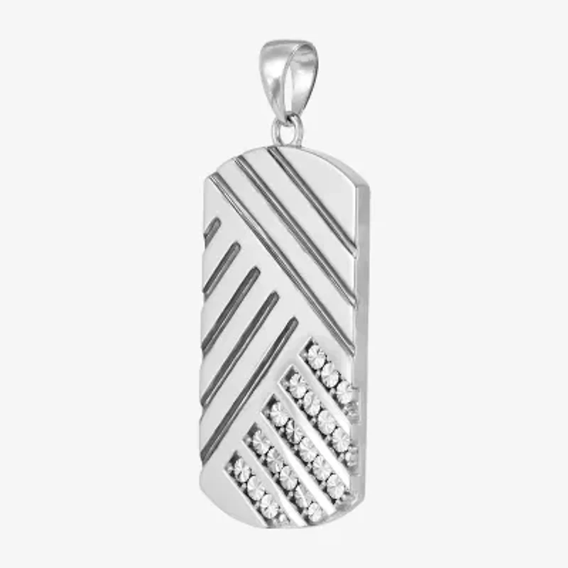 Mens Sterling Silver Rectangular 24 Inch Pendant Necklace