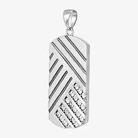 Mens Sterling Silver Rectangular 24 Inch Pendant Necklace