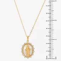 Miraculous Medal Womens White Mother Of Pearl 14K Gold Over Silver Oval 20 Inch Pendant Necklace