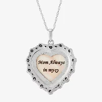 Womens Pink Mother Of Pearl Sterling Silver Cameo Heart 18 Inch Pendant Necklace