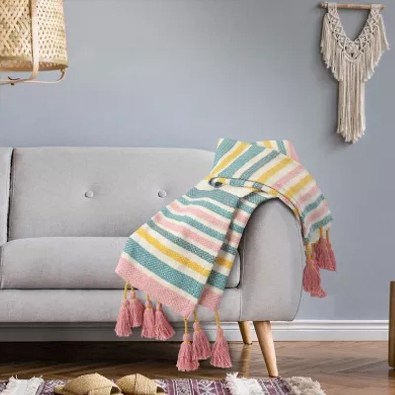Lr Home Angel Stripe Washable Reversible Throw