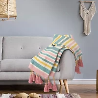 Lr Home Angel Stripe Washable Reversible Throw