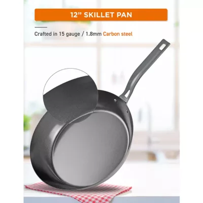 Commercial Chef 12 Inch Carbon Steel Non-Stick Skillet