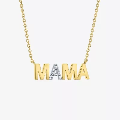 "Mama" (G-H / I1-I2) Womens Diamond Accent Lab Grown White Diamond 10K Gold 18 Inch Pendant Necklace