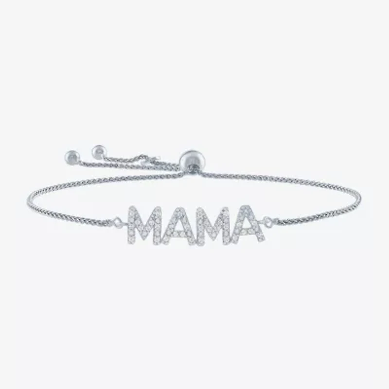 "Mama" (G-H / I1-I2) Womens 1/10 CT. T.W. Lab Grown White Diamond Sterling Silver Bolo Bracelet