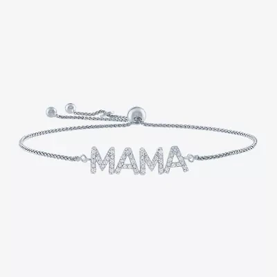 "Mama" (G-H / I1-I2) Womens 1/10 CT. T.W. Lab Grown White Diamond Sterling Silver Bolo Bracelet