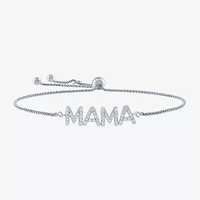 "Mama" (G-H / I1-I2) Womens 1/10 CT. T.W. Lab Grown White Diamond Sterling Silver Bolo Bracelet