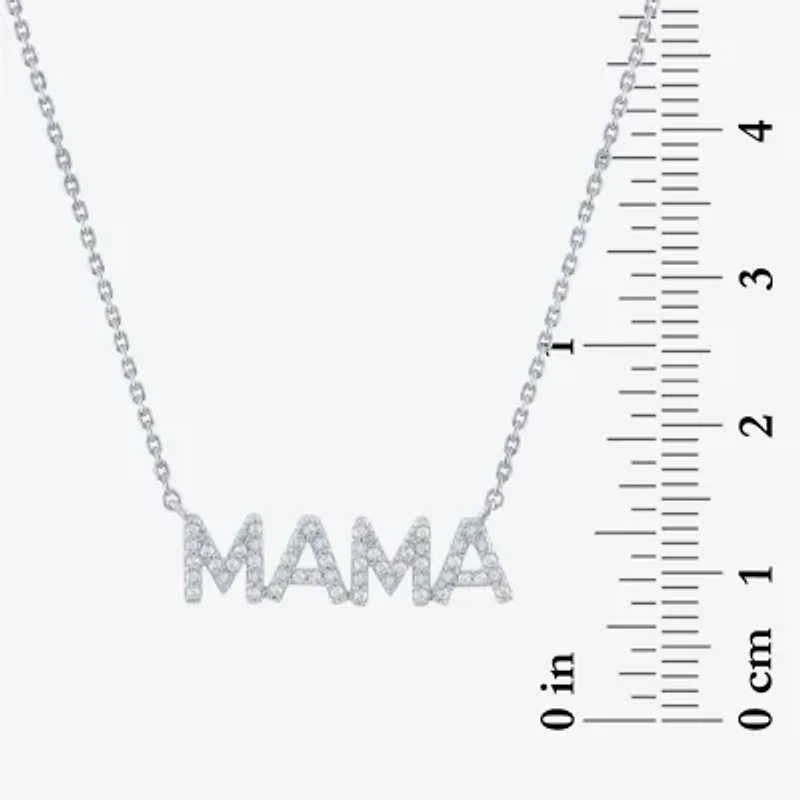 "Mama" (G-H / I1-I2) Womens 1/10 CT. T.W. Lab Grown White Diamond Sterling Silver 16 Inch Pendant Necklace