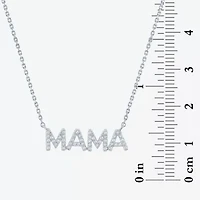 "Mama" (G-H / I1-I2) Womens 1/10 CT. T.W. Lab Grown White Diamond Sterling Silver 16 Inch Pendant Necklace