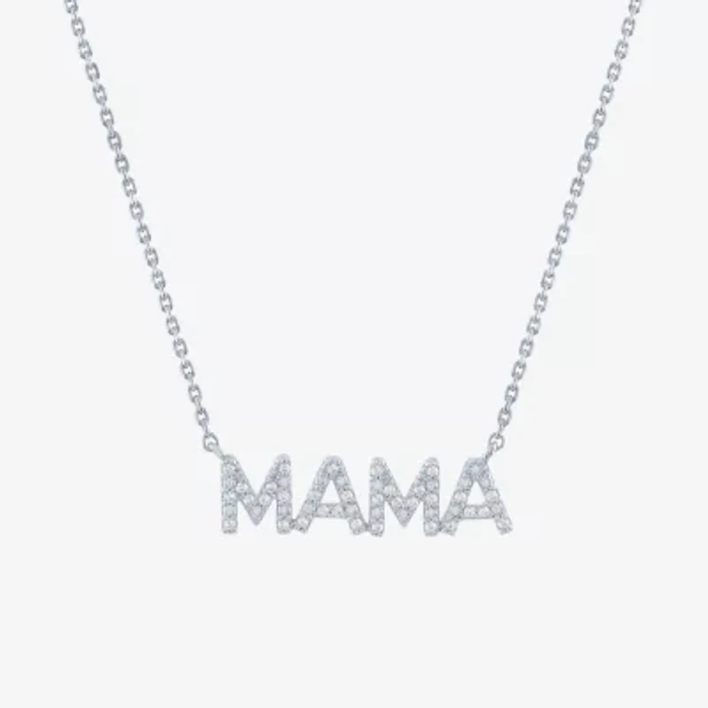"Mama" (G-H / I1-I2) Womens 1/10 CT. T.W. Lab Grown White Diamond Sterling Silver 16 Inch Pendant Necklace