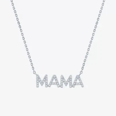 "Mama" (G-H / I1-I2) Womens 1/10 CT. T.W. Lab Grown White Diamond Sterling Silver 16 Inch Pendant Necklace