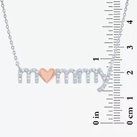 "Mommy" (G-H / I1-I2) Womens 1/10 CT. T.W. Lab Grown White Diamond 14K Rose Gold Over Silver Sterling Silver Heart 18 Inch Pendant Necklace