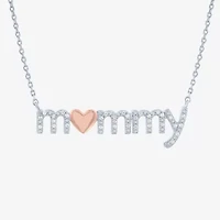 "Mommy" (G-H / I1-I2) Womens 1/10 CT. T.W. Lab Grown White Diamond 14K Rose Gold Over Silver Sterling Silver Heart 18 Inch Pendant Necklace