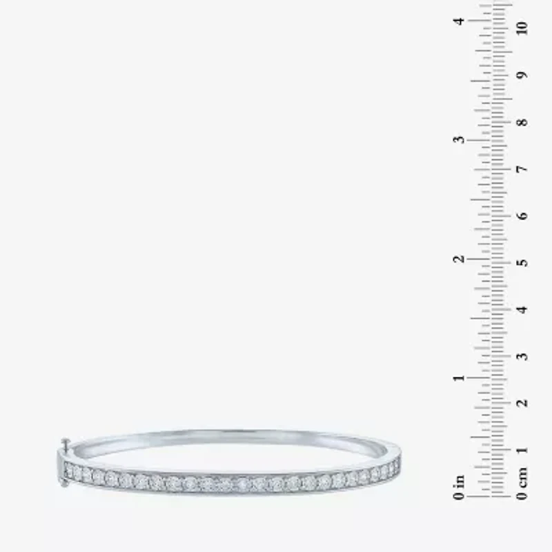 (G-H / I1-I2) Womens 1/2 CT. T.W. Lab Grown White Diamond Sterling Silver Bangle Bracelet