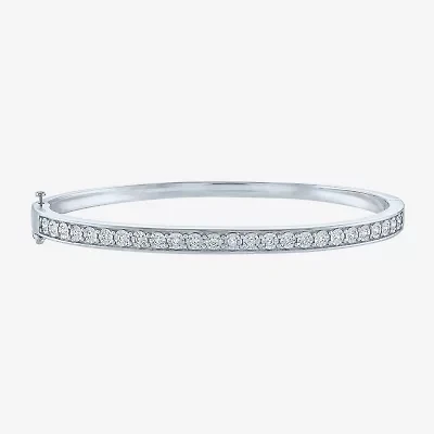 (G-H / I1-I2) Womens 1/2 CT. T.W. Lab Grown White Diamond Sterling Silver Bangle Bracelet