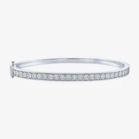 (G-H / I1-I2) Womens 1/2 CT. T.W. Lab Grown White Diamond Sterling Silver Bangle Bracelet