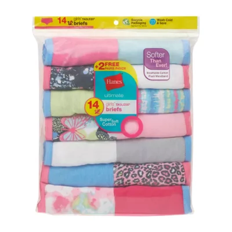 Hanes Bonus Pack Little & Big Kid Girls 14 Briefs Gubb4b