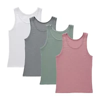 Hanes Originals Supersoft Little & Big Kid Girls U Neck Sleeveless 4 Pack Tank