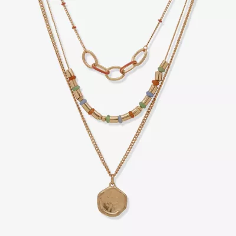 a.n.a Gold Tone Womens 17 Inch Strand Necklace