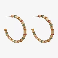 a.n.a Gold Tone Beaded Womens 41.9mm Hoop Earrings