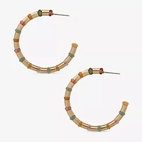 a.n.a Gold Tone Beaded Womens 41.9mm Hoop Earrings