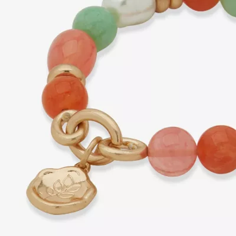 a.n.a Gold Tone Womens Simulated Pearl Stretch Bracelet