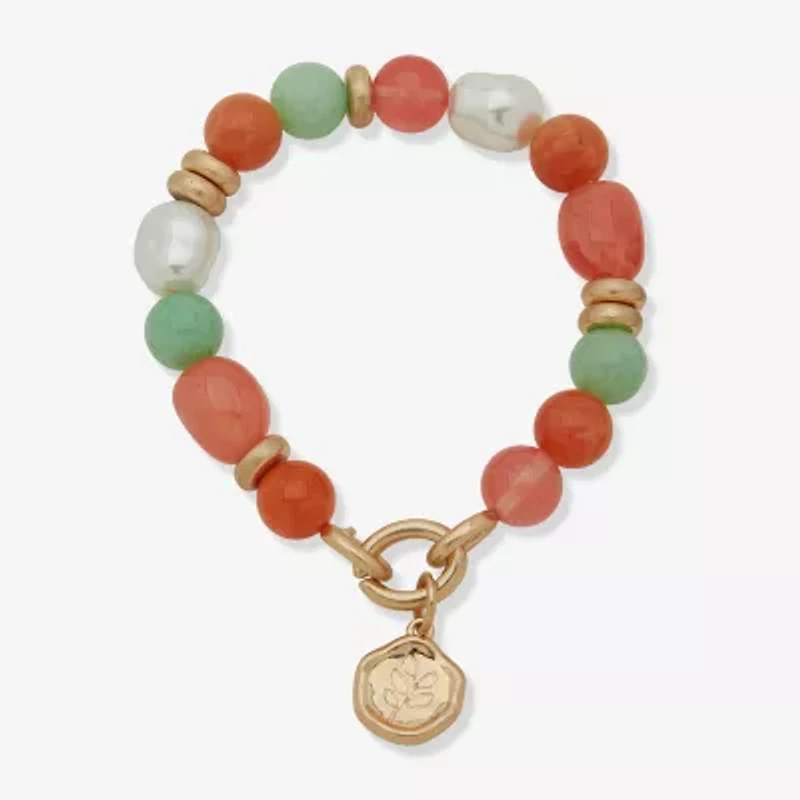 a.n.a Gold Tone Womens Simulated Pearl Stretch Bracelet