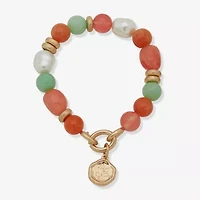 a.n.a Gold Tone Womens Simulated Pearl Stretch Bracelet